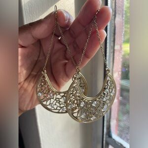 vintage ethereal, whimsical gold tone chandelier earrings